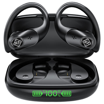 Wireless Earbuds Bluetooth Headphones 96H Playtime LED Display Waterproof Built in Mic Deep Bass Sound Secure Over Ear buds Earhooks for iPhone Android Samsung Cell Phones Sport Running Workout Gaming