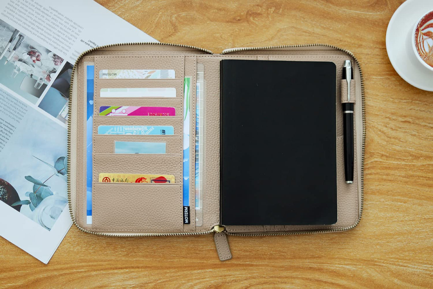 Moterm Zippered Leather Cover for Stalogy B6 Planners (Pebbled-Taupe)