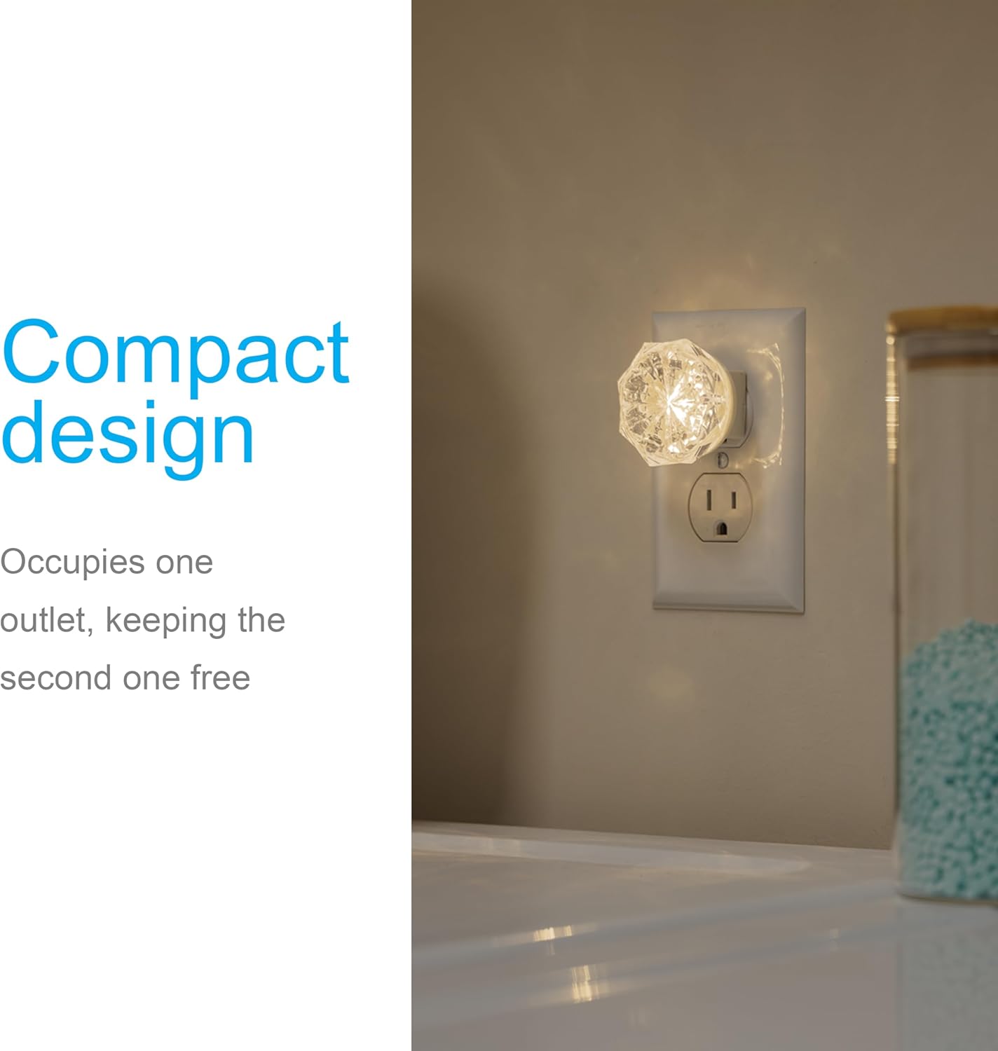 GE SleepLite Jewel LED Night Light, Plug-in, Always on, Amber, UL-Certified, Energy Efficient, Ideal Nightlight for Bedroom, Bathroom, Nursery, Hallway, Kitchen, 11286, 2 Pack