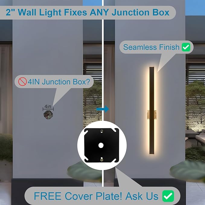 59inch Long Outside Wall Sconces Set of 2,Black Modern Outdoor Wall Lights,Waterproof Wall Mounted Exterior Light,3000k Modern Outdoor Lights for House,Garage,45W