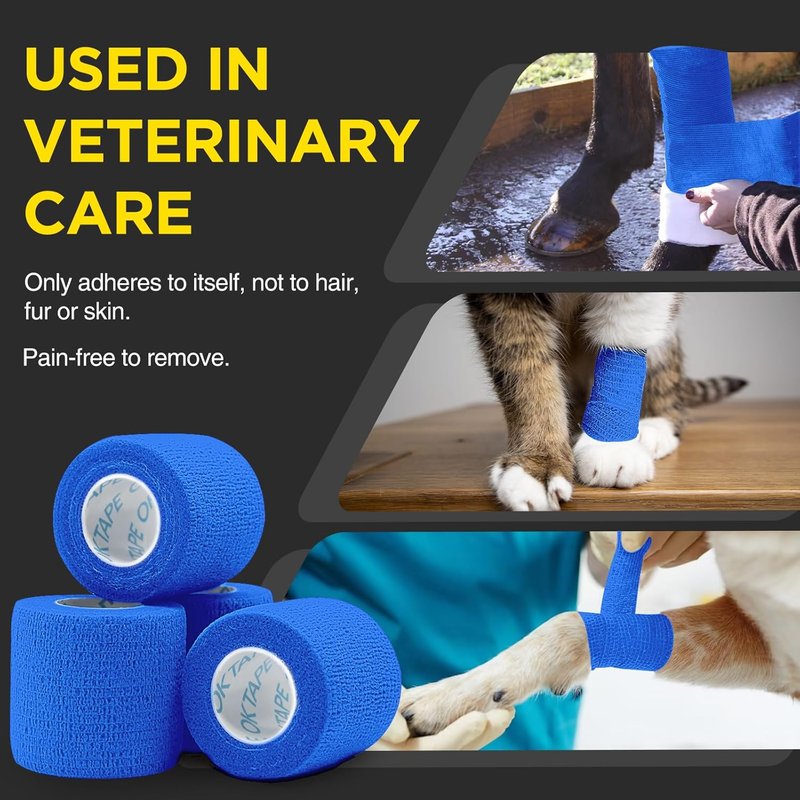 Self Adhesive Bandage Wrap - Elastic Athletic Tape for Medical Use | 2" x 5 Yards - Blue