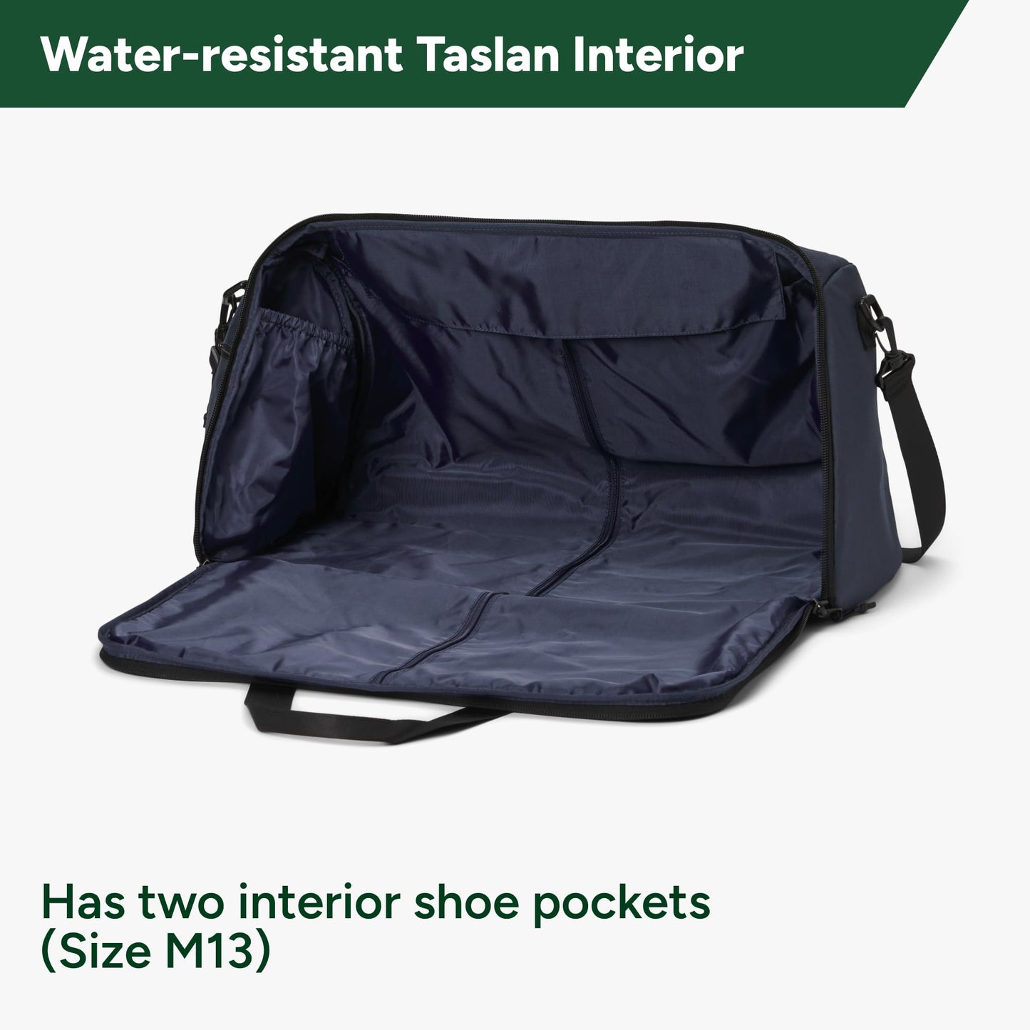 Halfday Convertible 2-in-1 Garment Duffel Weekender Bag 45L: Wrinkle-Free Travel (Hanging Suit Compartment, Shoe Pockets, Trolley Sleeve), Durable & Water-Resistant Carry-on, Marine