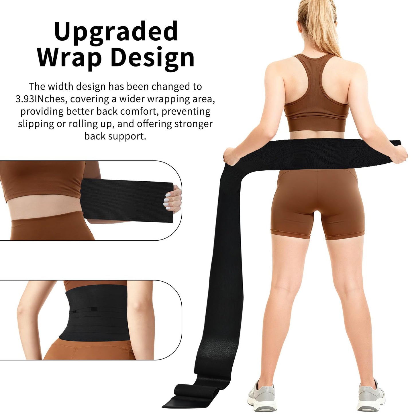 Lisacool Sculpt Touch Waist Trainer for Women Belly Fat Postpartum Belly Band Sweat Band for Stomach Weight Loss With Lumbar and Back Support Black