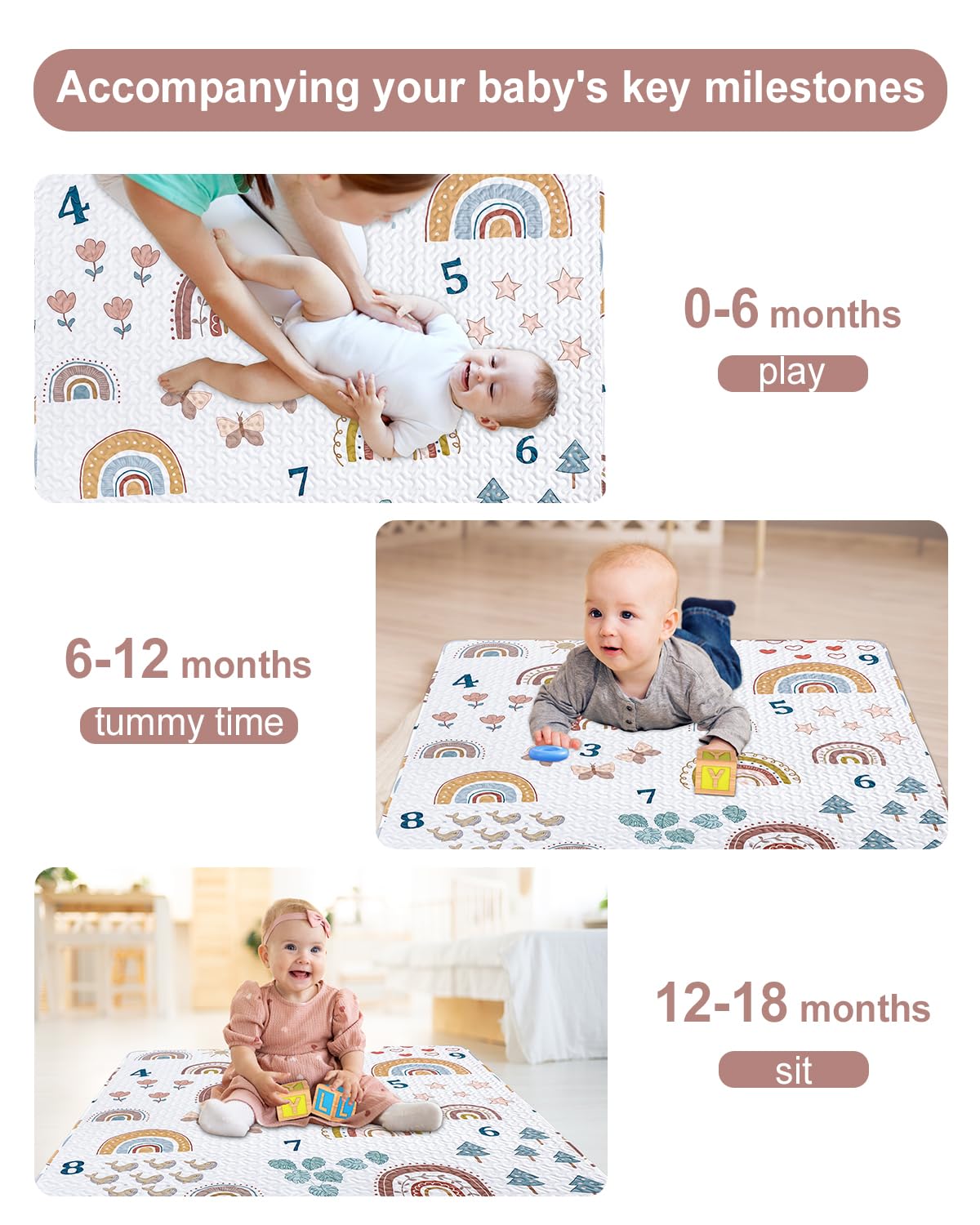 Boho Rainbow 50x50 Play Mat for Playpen