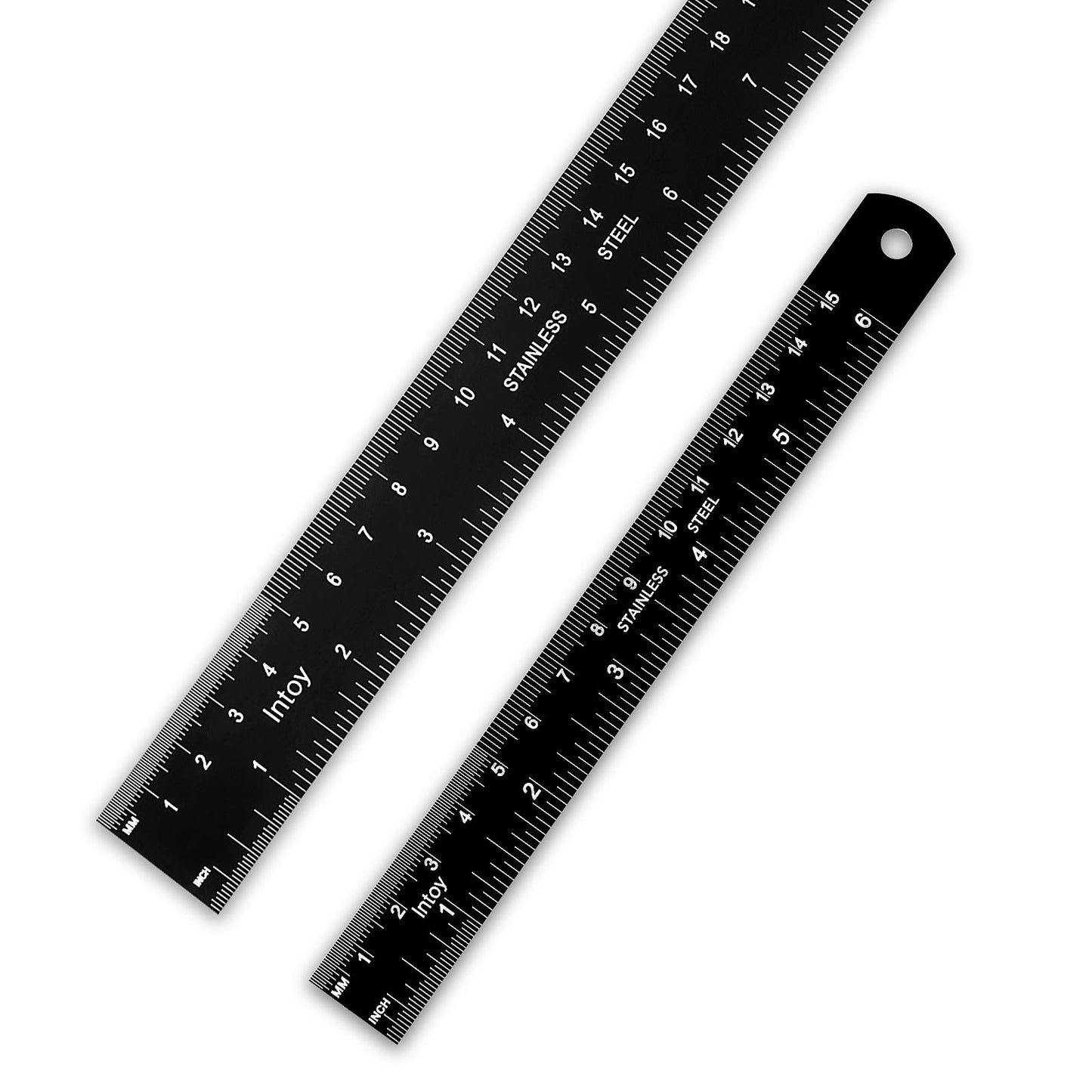 Zotemo Metal Ruler 12 Inch and 6 Inch with Metric Scales Millimeter, Centimiter, and Conversion Table, Easy to Read Straight Edge Starts at 0, Stainless Steel Rule for School and Office, 2 Pack