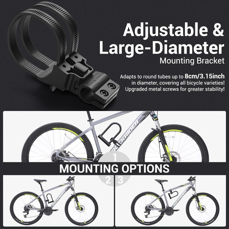 Sportneer Bike U Lock - Heavy Duty 18mm Shackle with 6ft Security Cable | Fits Road, Mountain & Electric Bikes, 9.85''x6.3''