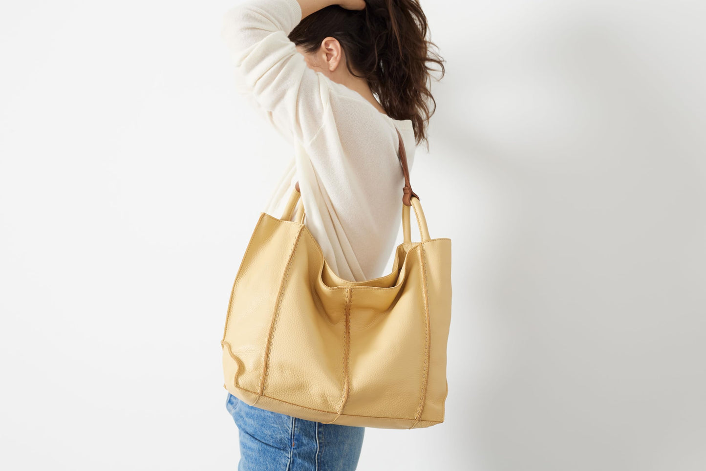 The Sak Los Feliz Large Tote Bag - Premium Leather Handbag With Stylish Design For Everyday - Roomy, Durable, Lined Purse With Shoulder Bag Strap, Zipper Pocket for Tavel, Beach Bag