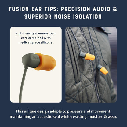Elgin Discord Gen 3 Bluetooth Earplug Earbuds, OSHA Compliant Wireless in-Ear Headphones, 31dB NRR ANSI Certified Noise Isolation, Dynamic 8mm Driver, USB-C Charging, 14-Hour Playback