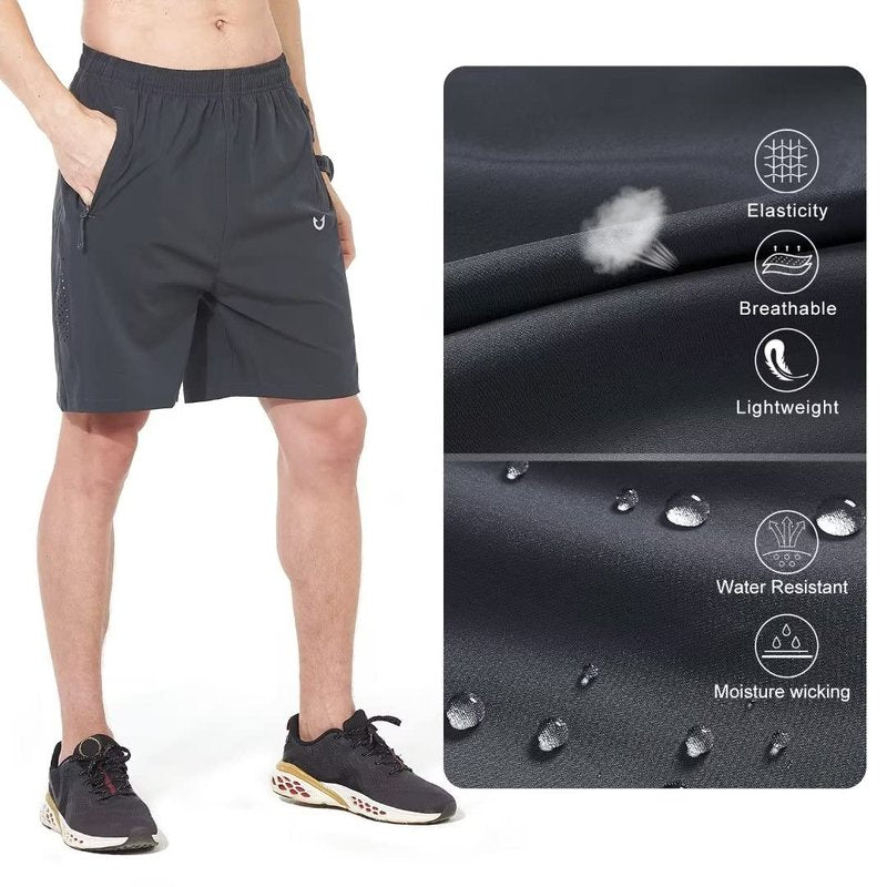 NORTHYARD Men's Athletic Running Shorts Gym Workout 7"/9"/5" Quick Dry Lightweight Sports Basketball Tennis 3 Zipper Pockets Darkgrey S