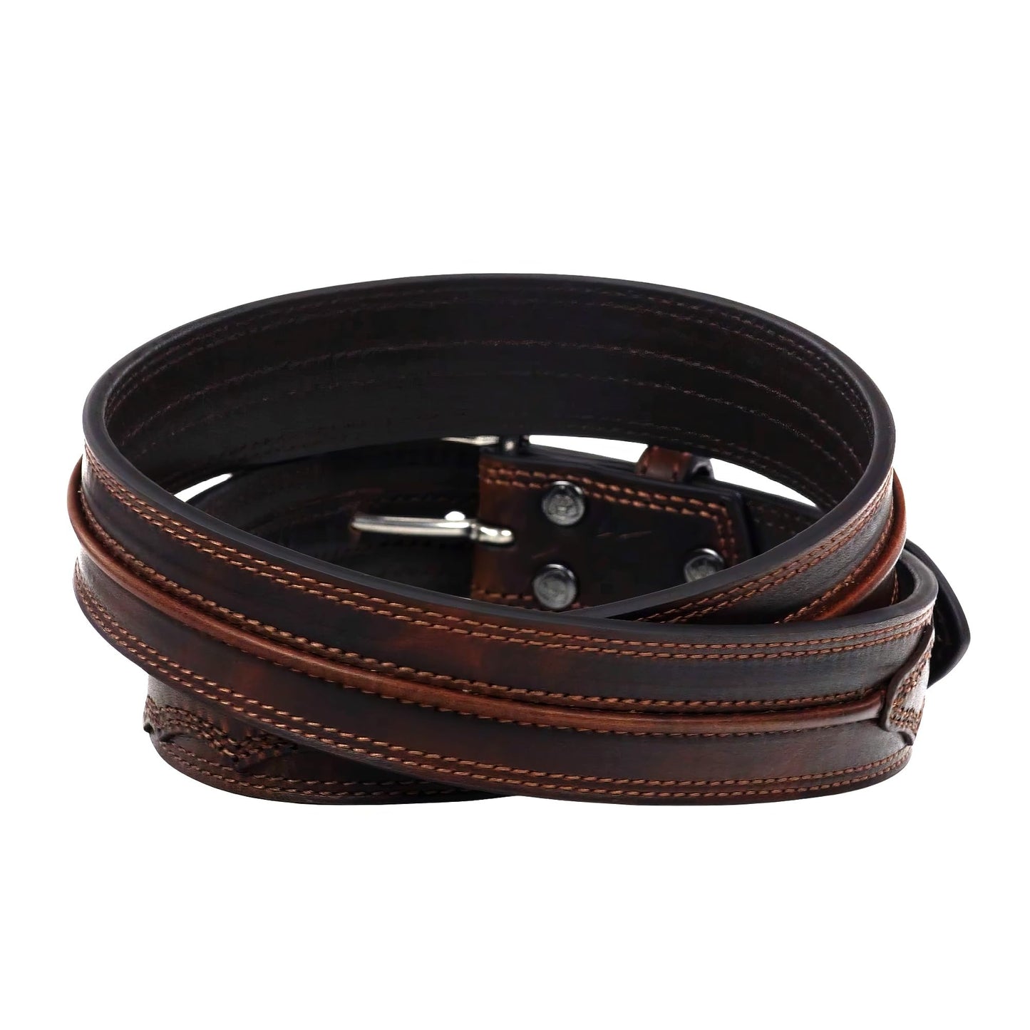 ARIAT Men's Leather Raised Center-Ridge Belt, Distressed Brown, 30