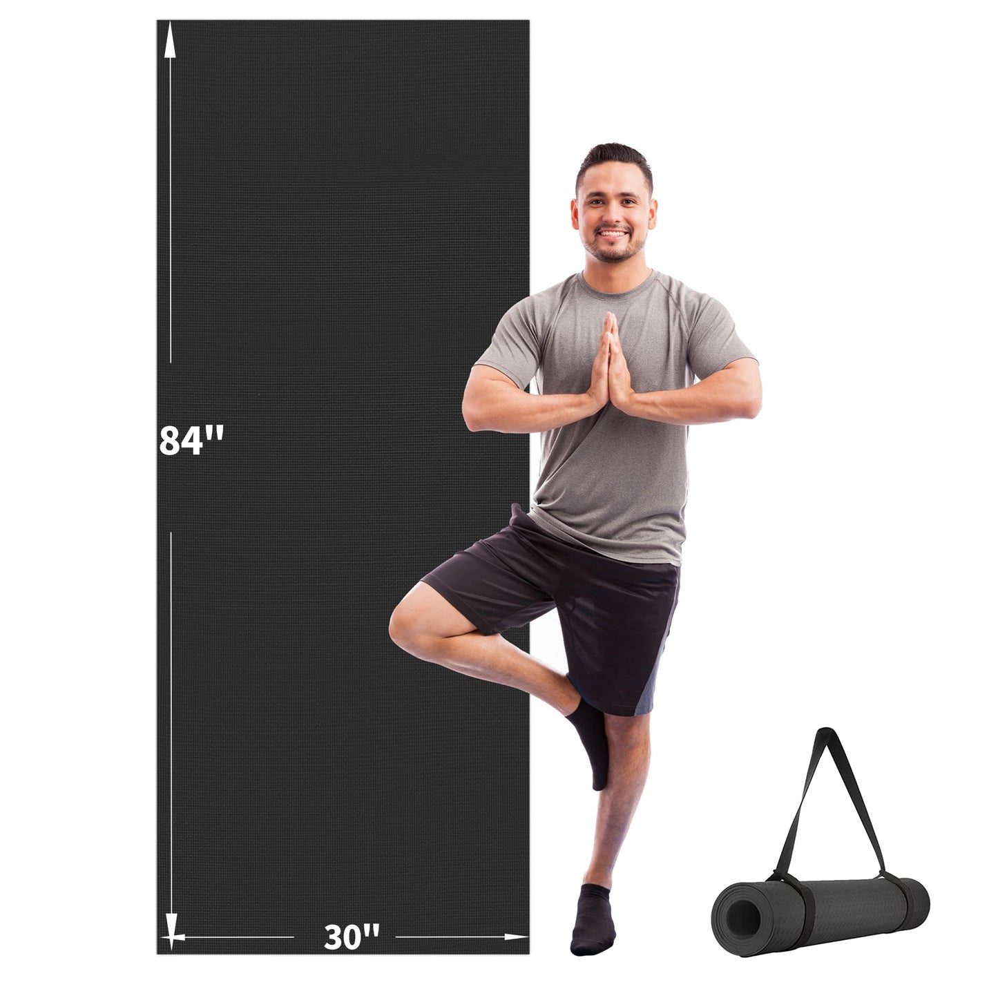 CAMBIVO Extra Long Wide Yoga Mat 84"x30"x6mm, PVC Non-Slip Exercise Mat for Men Women Tall People, Large Workout Mat for Yoga Pilates Home Gym Fitness, Thick Floor Mat for Barefoot Stretching