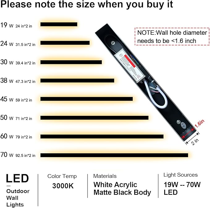 39inch Modern Outdoor Wall Lights, Black Exterior Light Fixtures Wall Mount, 3000K Porch Lights Wall Sconce, Long LED Linear Wall Lights Outside Lighting for Garage, Front Door
