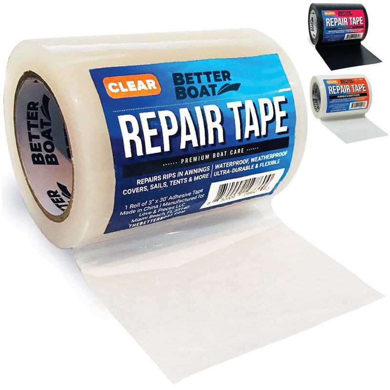 Better Boat Repair Tape - Clear Waterproof Patch for Fabric & Vinyl | 30ft x 3in Heavy Duty for RV, Tent, Sail, Canopy