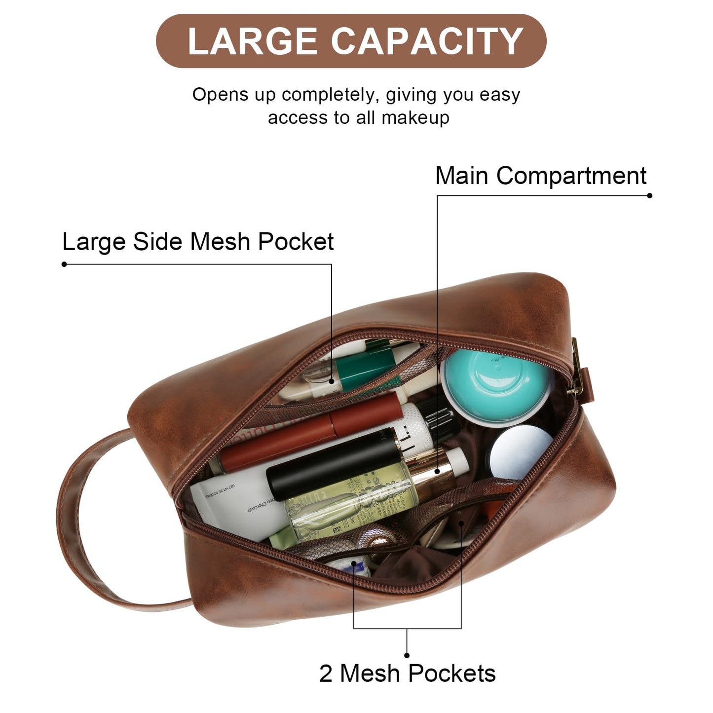 CLOUDWINGS Men’s Father's Day Personalized Gift Initial Travel Toiletry Bag for Him PU Leather Waterproof Shaving Bag for Travel Essentials Birthday Gift for Dad Husband Boyfriend (J)