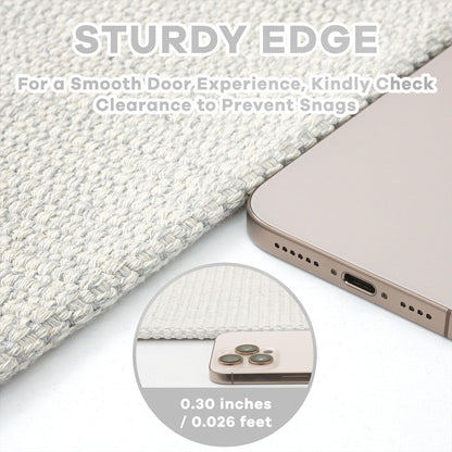 EARTHALL Woven Runner Rug 2x8 Ft Washable Runners for Hallways Cotton Rubber Backed Kitchen Runner Braided Indoor Floor Carpet Runners for Entryway, Hallway, Kitchen, Bedroom, Cream/Grayish