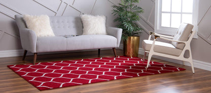 Rugs.com Lattice Frieze Collection Rug – 2' x 3' Red Medium Rug Perfect for Living Rooms, Large Dining Rooms, Open Floorplans