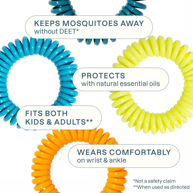 Cliganic 20 Pack Mosquito Repellent Bracelets for Adults & Kids - Natural DEET-Free Bands, Individually Wrapped