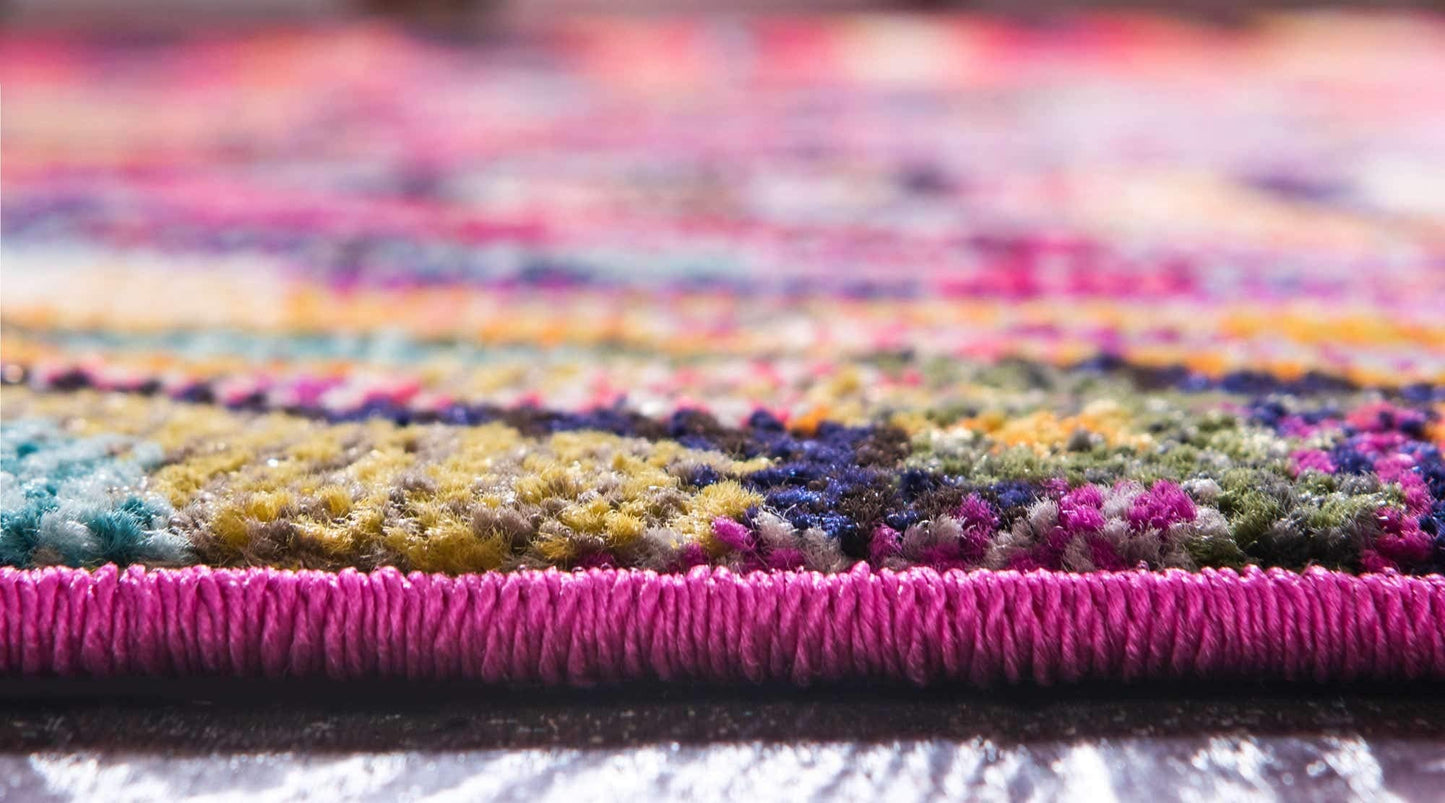 Unique Loom Estrella Collection Colorful, Abstract, Geometric, Gradient, Modern Area Rug (3' 3 x 5' 3 Rectangular, Multi/Pink)