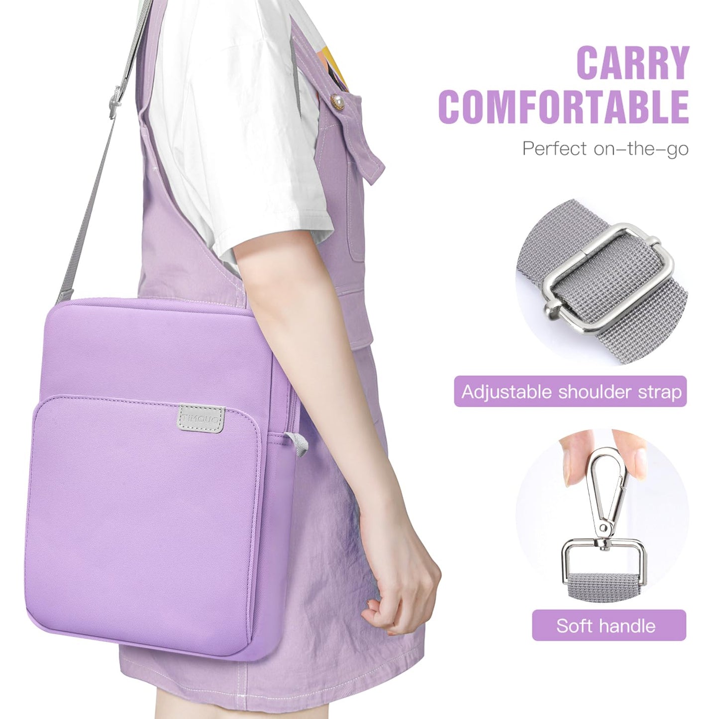 TiMOVO 9-11 Inch Tablet Sleeve Bag with Shoulder Strap for iPad 11-inch A16 2025, iPad 10th Gen. 10.9"/10.2", Galaxy Tab A9+/A11Plus 11", Purple