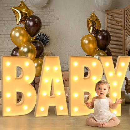 Marquee Letters 3 Feet Tall Large Light Up Letters B Baby Shower Decorations Birthday Engagement Party Decor Yellow Light Birthday Decorations Balloon Arch Kit Foam Sign B