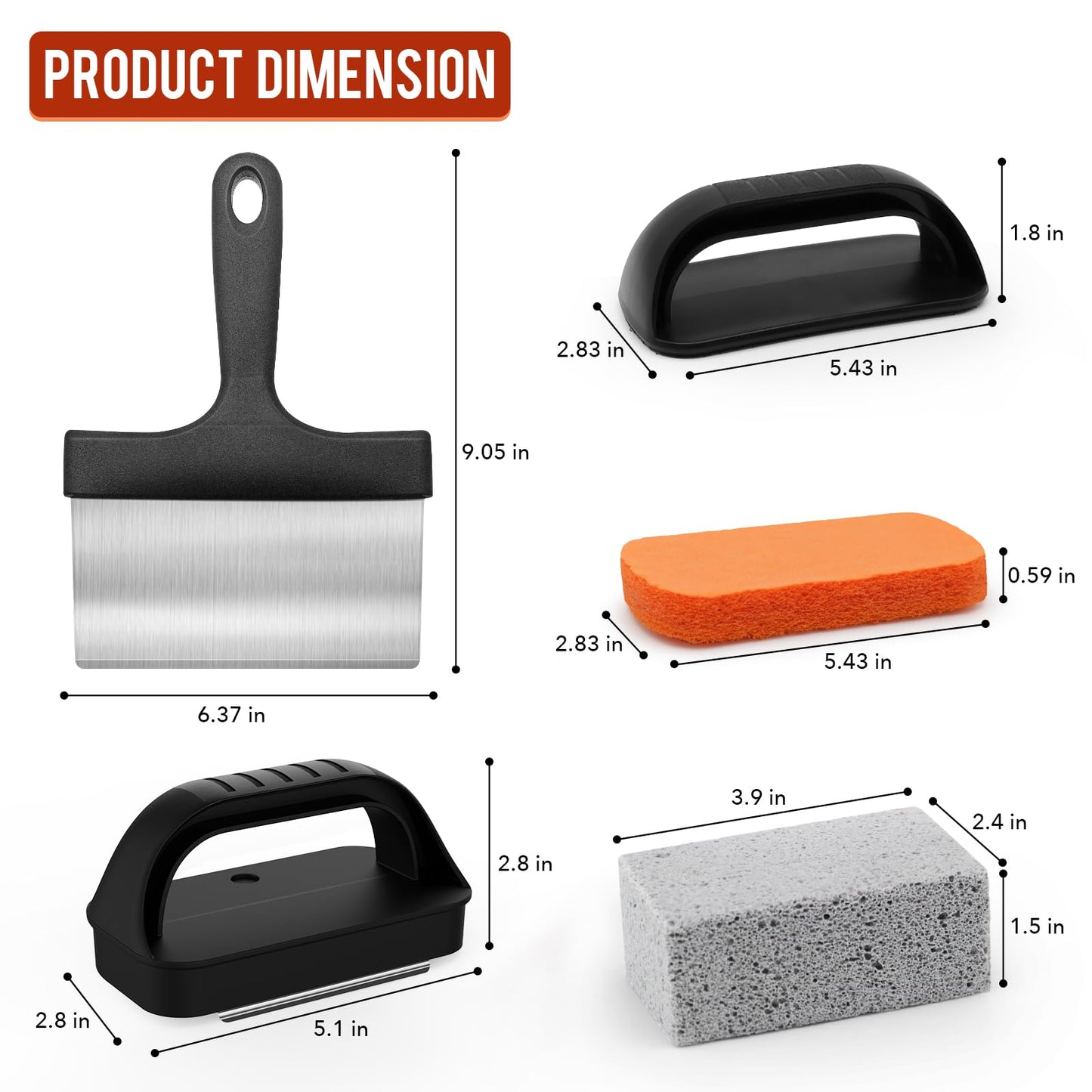 AWEASROY Griddle Cleaning Kit for Blackstone, Flat Top Grill Cleaning Kit with Grill Stone, Griddle Scraper & Griddle Brush Easy to Remove Stain