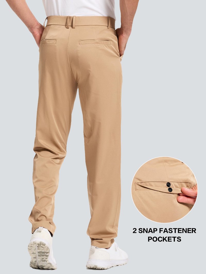 LeapsLion Men's Golf Pants Lightweight Work Dress Pants 34" Stretch Water Resistant Breathable Quick Dry Comfy Business Casual Pants for Men Khaki 33W x 34L