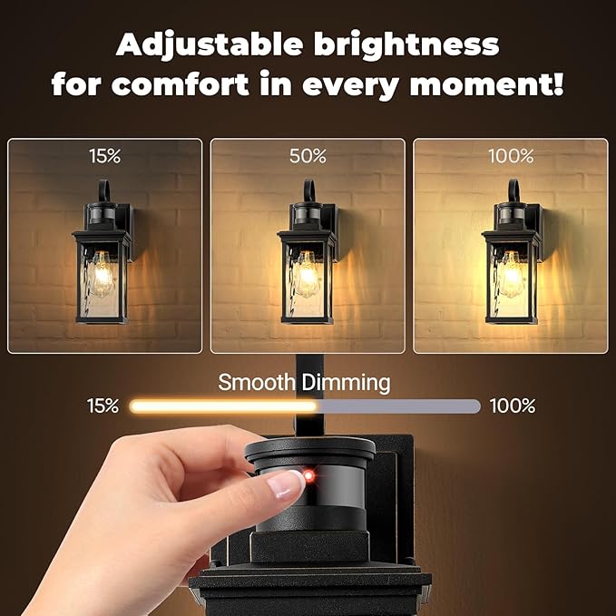 Front Porch Lights Outdoor Wall Mount Sconce with GFCI Outlet, Black Gold Trim Motion Sensor Modern Exterior Garage Lighting Fixtures, 100% Aluminum Waterproof Outside House Lights, 2 Pack