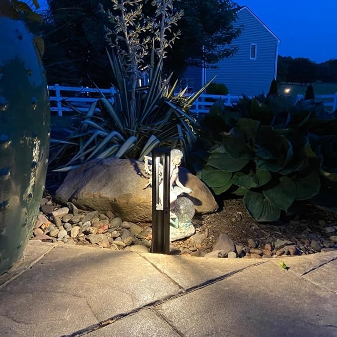 LEONLITE Low Voltage Path Lights, 3W LED Landscape Pathway Lights, Outdoor Landscape Lighting for Driveway, Garden, Aluminum, 12-24V AC/DC, ETL, IP65 Waterproof, 3000K Warm White, Black, Pack of 6