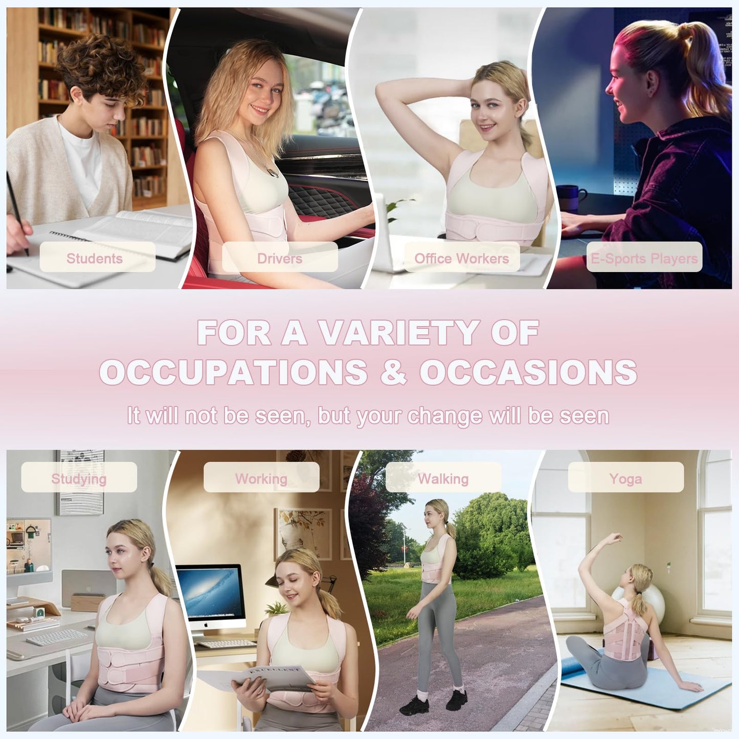 Posture Corrector for Women and Men Upgraded Back Brace, Adjustable Back Support for Upper and Lower Back Pain Relief, Shoulder Straightener for Hunchback, Scoliosis, Lumbar, Spine (Black, Small)
