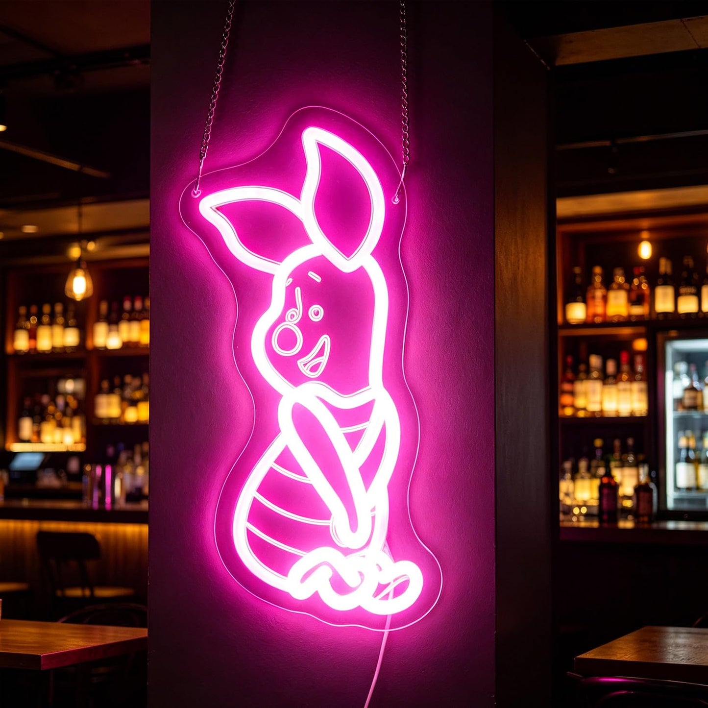 LED Anime Pig Neon Sign Pink Wall Art for Nursery, Baby,Kids Room,Girls Room,Dorm or Bedroom Decor, Dimmable USB, Sweet Uplifting Gift for Animal Lovers & Little Ones