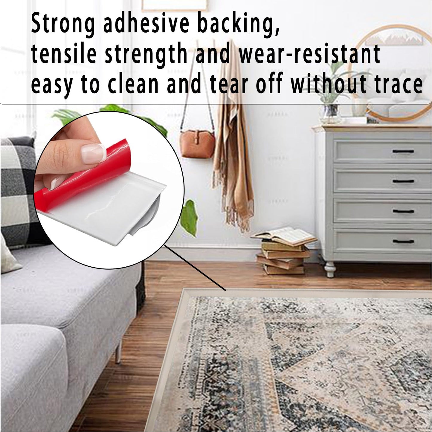 Carpet to Tile Transition Strip, Flexible Carpet Edging from Carpet to Tile Floor, Self Adhesive Cuttable Carpet Edge Trim Strip, Flexible Rug Edge Protector for Doorway（Black 24ft）
