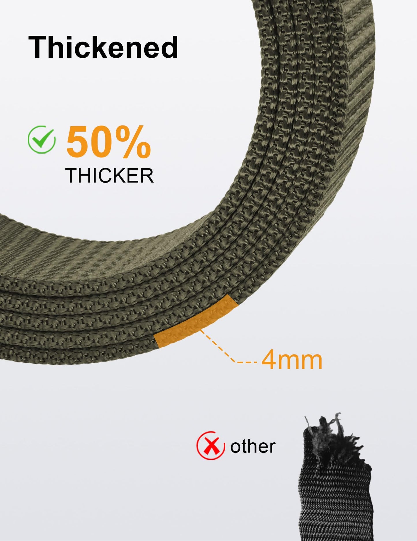 JUKMO Men's 1.5" Nylon Ratchet Belt, Casual Web Click Tactical Belt with Slide Buckle for Jeans, No Holes Adjustable Trim to Fit(Army Green,Small)