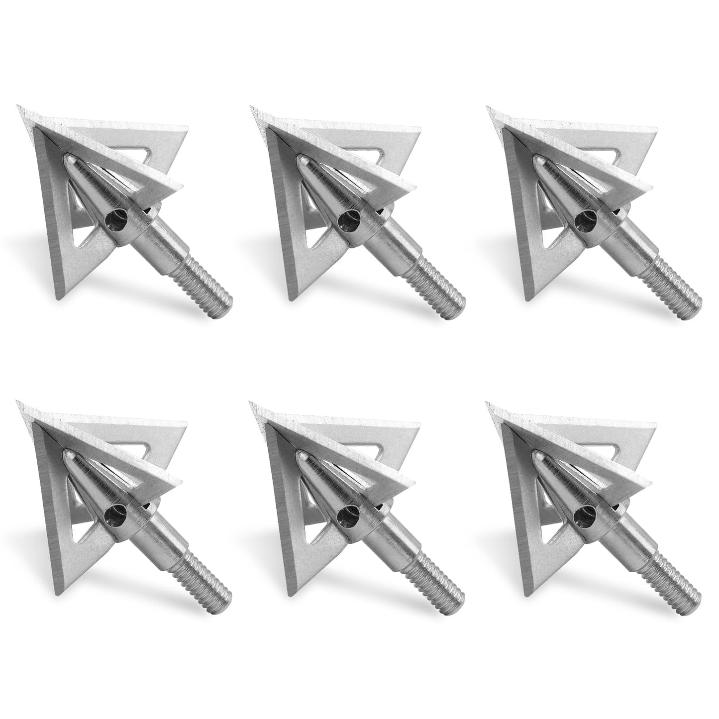RUOERSISI 6/12 Pcs 100 Grain Stainless Steel Arrowhead Fixed Blade Hunting Broadheads Screw in Arrowheads Traditional Archery Arrow Tips for Compound, Recurve Bow & Crossbow (6pcs)