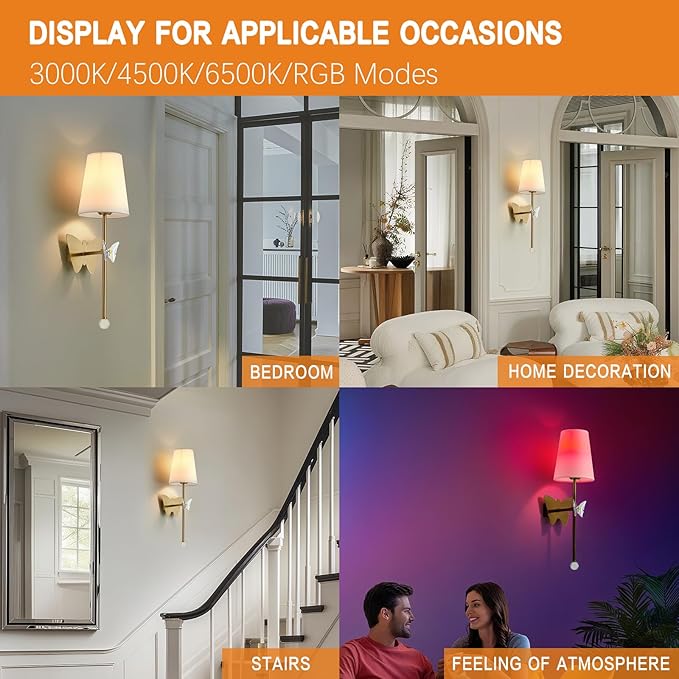 Battery Operated Wall Sconces,Rechargeable Wall Lights with Butterfly Crystal Decorative Sconces,Cordless Battery Sconce Indoor Wall Lamps for Bedroom Living Room Hallway Stairs Gold 1 Pack