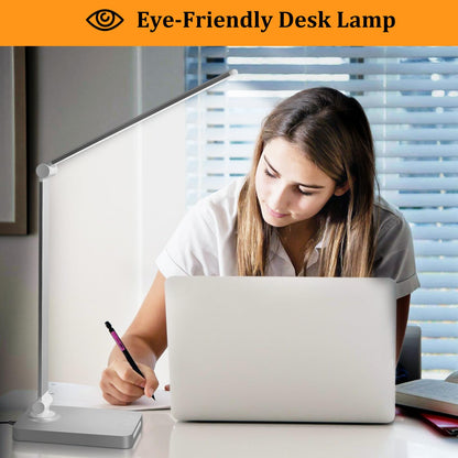 LED Desk Lamp with USB Ports,Touch Desk Lamps for Home Office with 5 Color Modes,3 Brightness Desk Light with Small Night Light,Reading Lamp Table Lamp for Bedroom Bedside Study Black （with adapter）