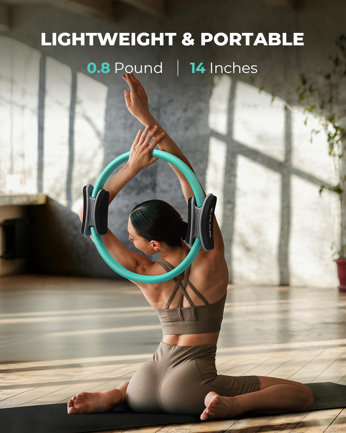PILALON Pilates Ring Set - Studio-Grade Anti-Deformation Pilates Kit - Pilates Equipment for Home Workout - 14'' Pilates Ring, Pilates Ball, 2 Dumbbells, 5 Resistance Bands for Toning Arms, Thighs