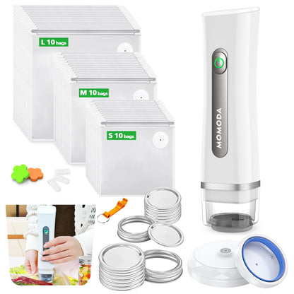 MOMODA Sous Vide Cooking Bags - Set of 40 | BPA-Free Reusable Vacuum Seal Bags with Air Valve for Joule and Anova Cookers | Freezer Safe Vacuum Food Storage Bags with Upgraded Hand Pump Included