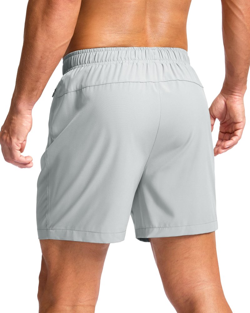 G Gradual Men's Athletic Running Shorts with Zipper Pockets Quick Dry 7"/ 5"/ 9" Workout Gym Shorts for Basketball Hiking(Platinum Grey,5M)