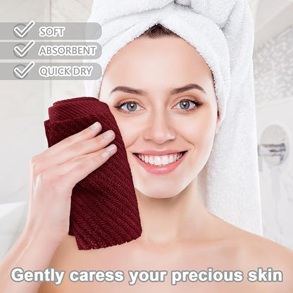 VOOVA & MOVAS Red Washcloths, Bath Hand Towels Set