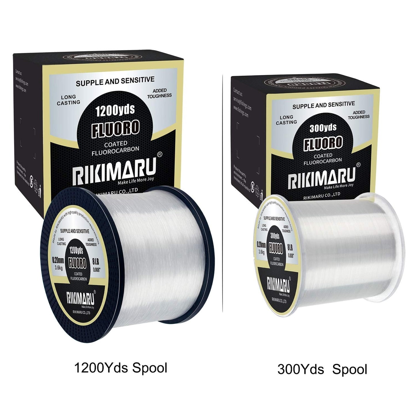 RIKIMARU Fluoro Fishing Line, 100% Fluorocarbon Coated Fishing Line (Clear, 10LB/0.28mm/300Yds)