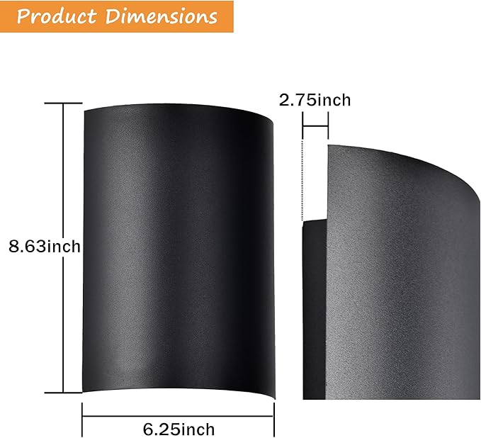 Modern Black LED Up and Down Lights Outdoor, Waterproof Exterior Wall Sconce Lighting, 3000K Integrated LED Porch Light Fixture for House, Garage, and Patio