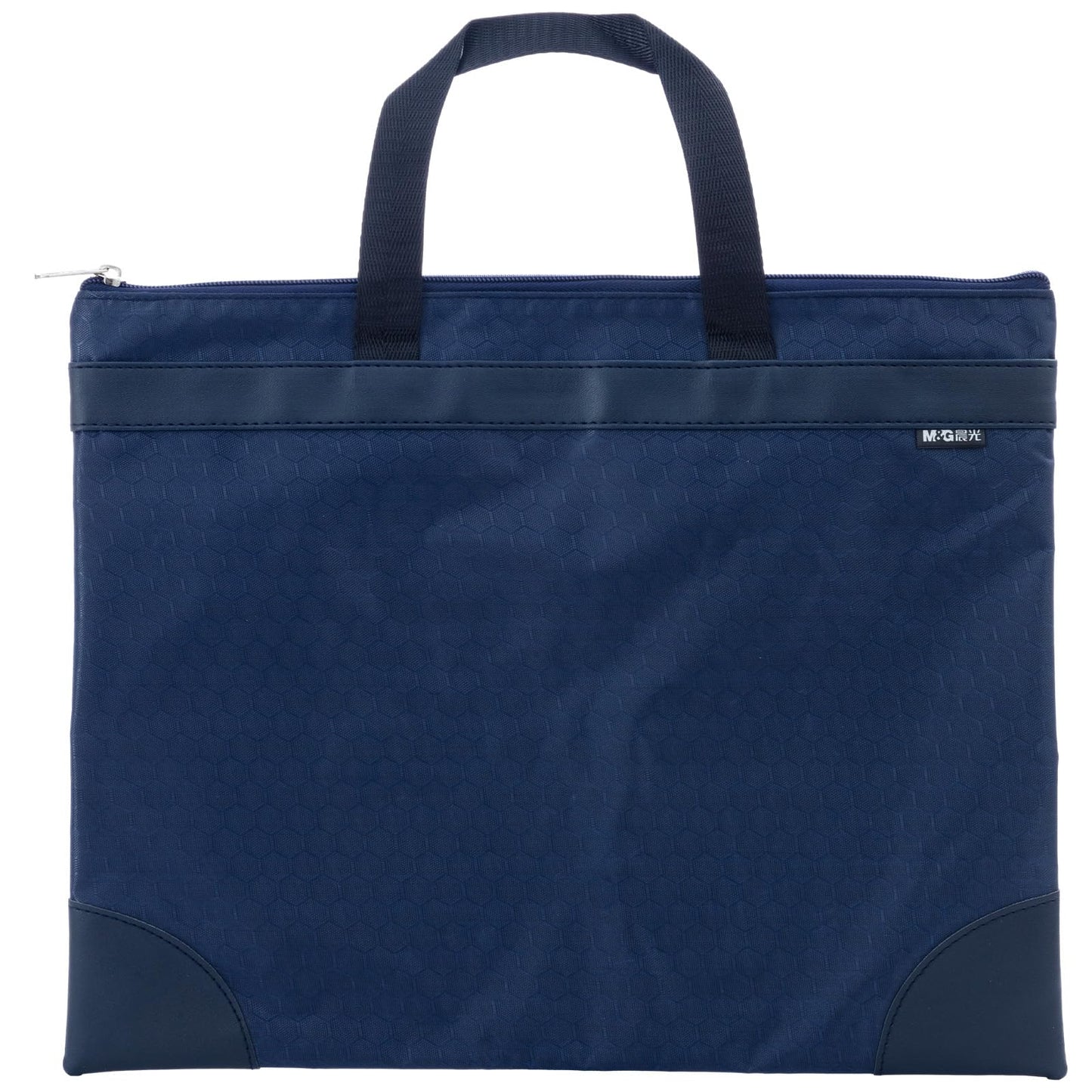 M&G 12x15 in Large Zipper Pouch with Handle, A4 Foldable Lightweight Pocket Waterproof Oxford Document Storage Bag, File Organizer for Office Travel Books Papers Filing Folder – 1 Pack (Blue)