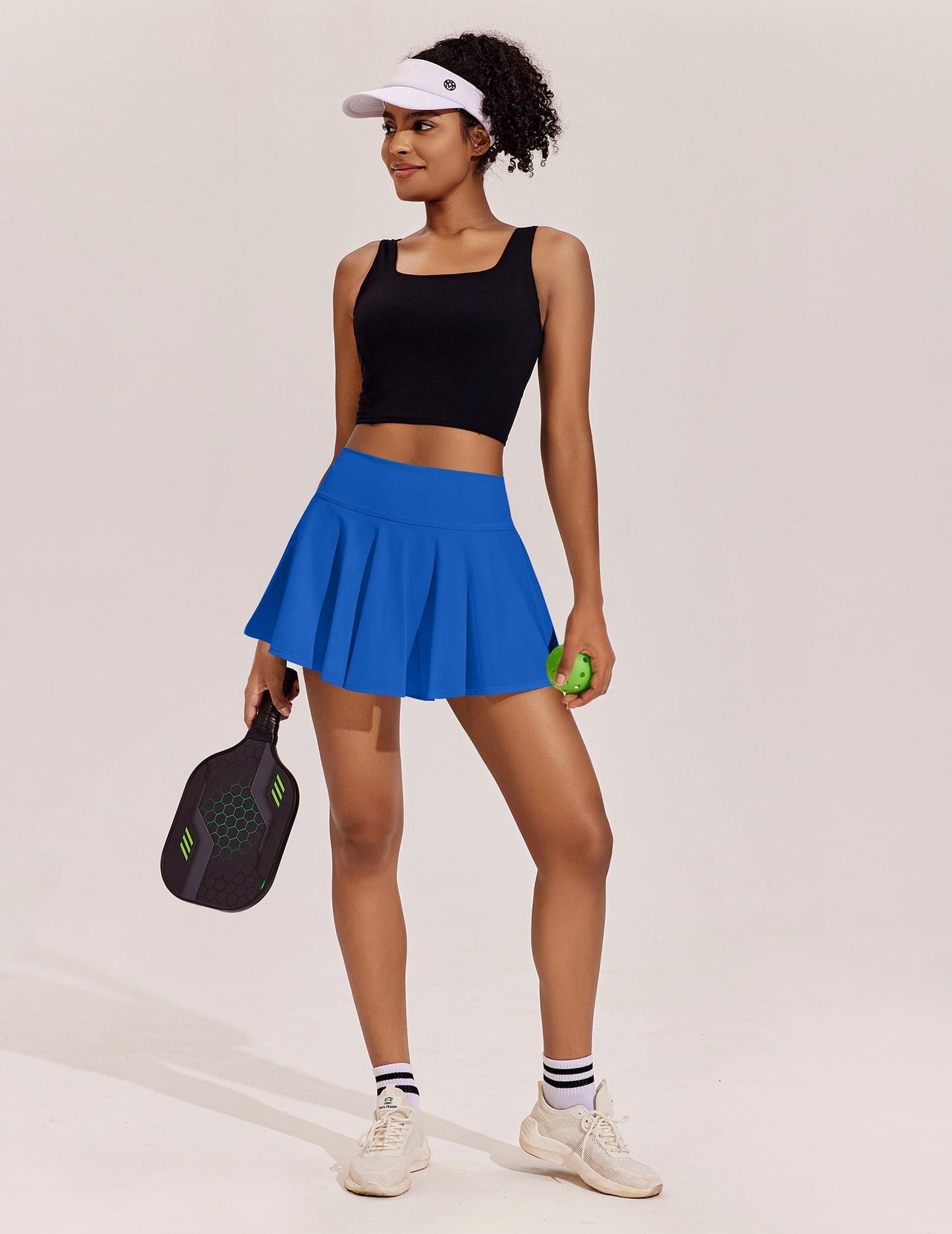 PINSPARK Golf Skorts for Women with Pockets Pleated Tennis Skirt Tummy Control Lightweight Pickleball Outfits, Royal Blue XL