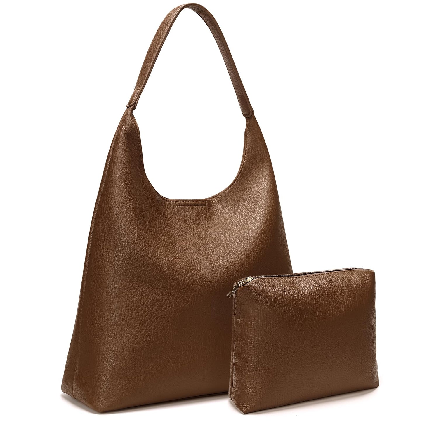 Pelimoo Hobo Bags for Women, Soft Vegan Leather Shoulder Handbags, Slouchy Tote Purses for Work, Travel, School (Coffee)