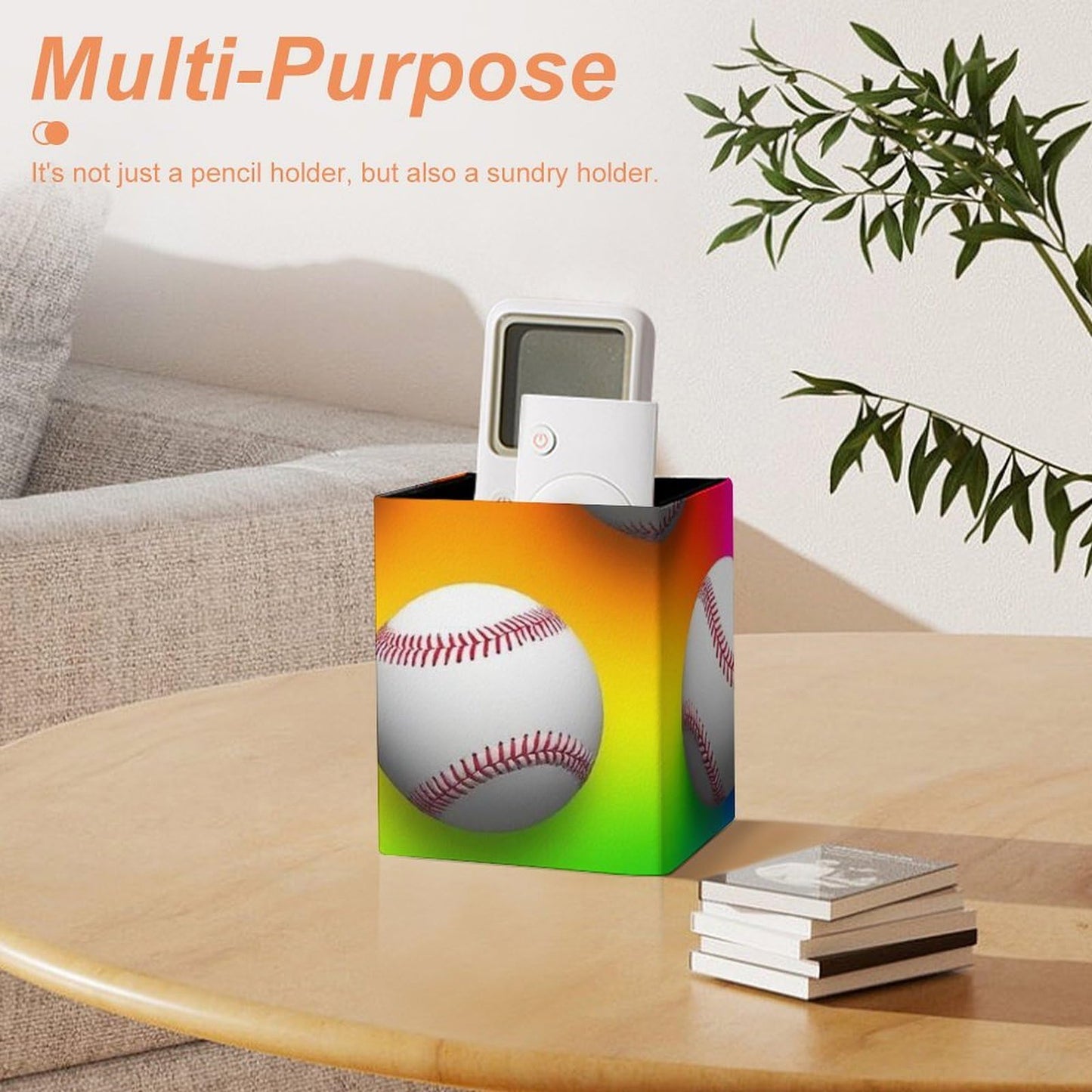 UTRSIFB Holder Cup Makeup Brush Storage Organizer, Waterproof Multifunctional Office Supplies, Pen Holder Square Leather Pencil Baseballs