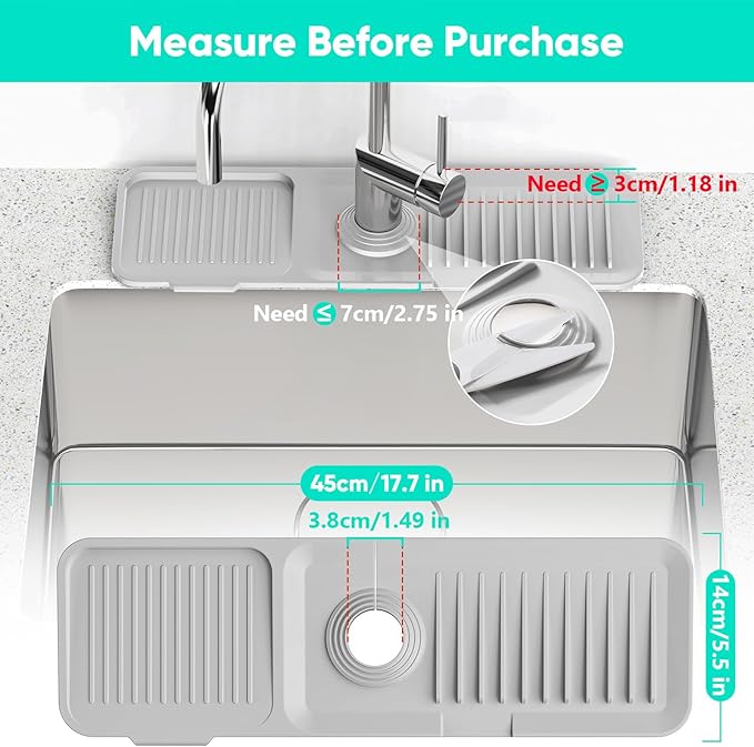 17.7'' Faucet Mat for Kitchen Sink Kitchen Sink Splash Guard Silicone Sink