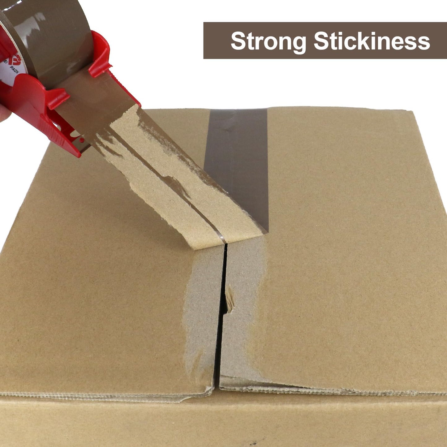 BOMEI PACK Brown Packing Tape with Dispenser, 2.6 mil 1.88 inch x 55 Yards 3 Pack Total 165 Yards, Heavy Duty Brown Tape Package Refills for Shipping, Mailing, Moving & Storage