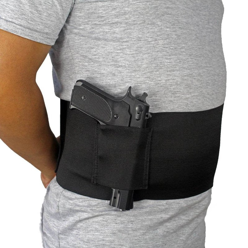 Depring Belly Band Holster for Concealed Carry Elastic Abdominal Slim Wrap Concealment Handgun Holster with 2 Magazine Pouches for Right and Left Hand Draw