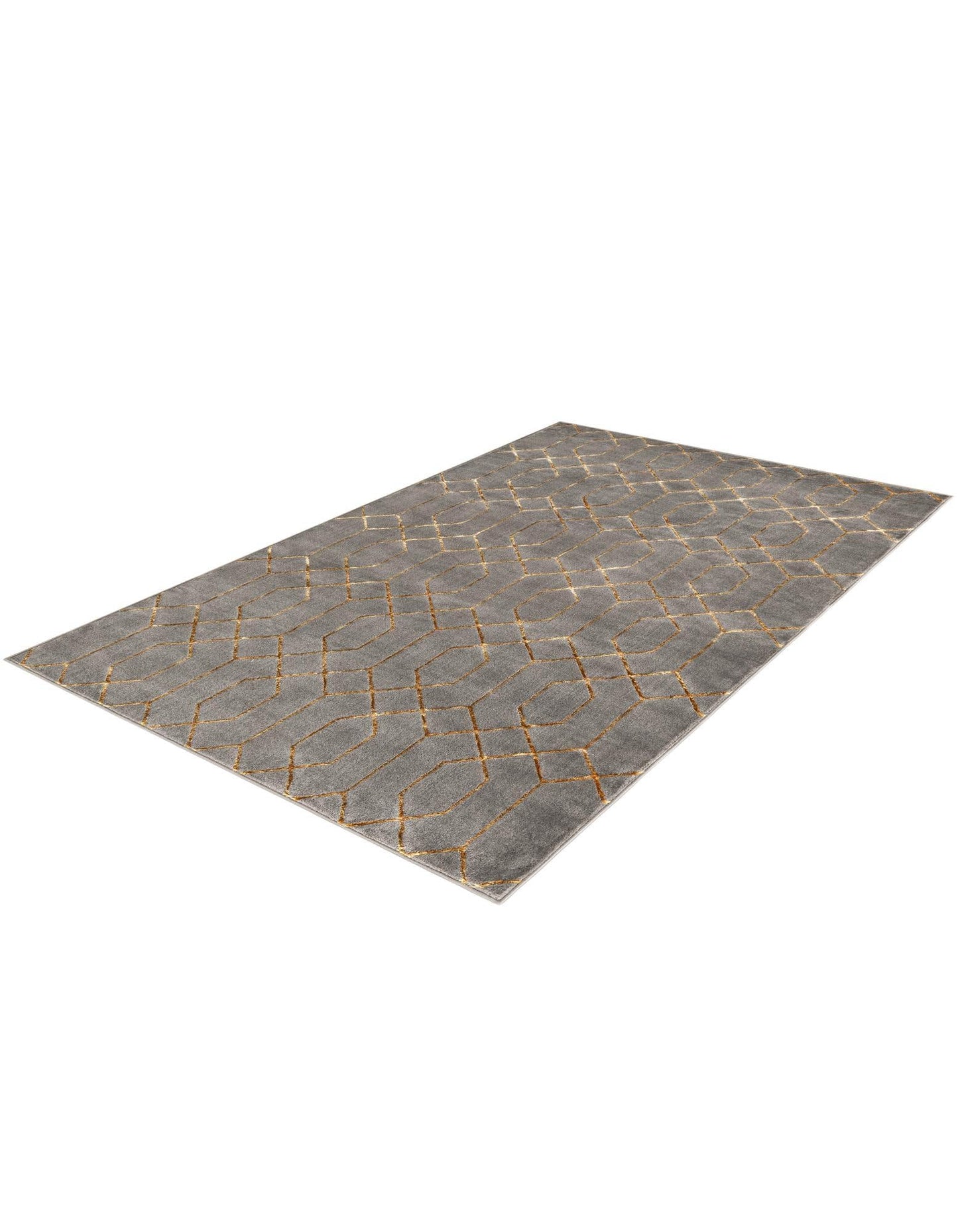Rugs.com Glam Collection Rug – 5x8 Gray Gold Medium-Pile Rug Perfect for Bedrooms, Dining Rooms, Living Rooms