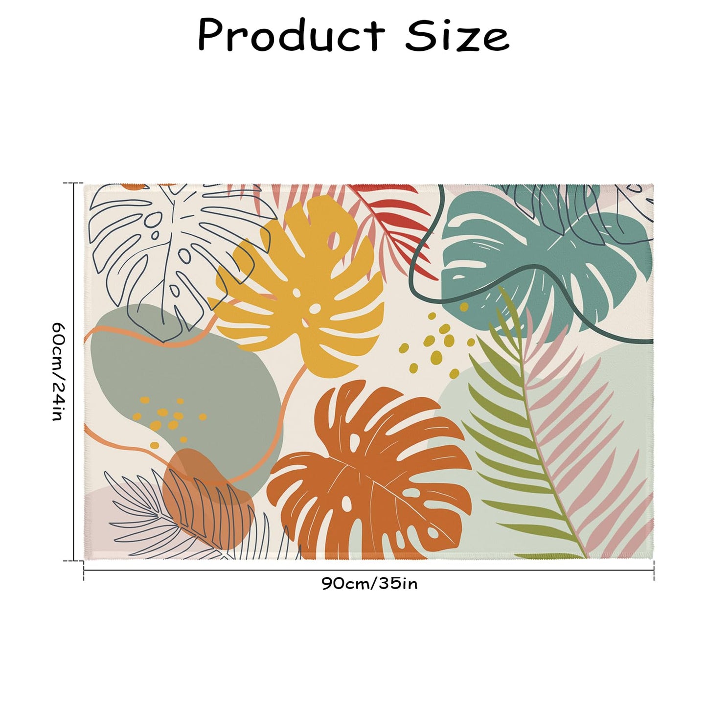 Wualmondor Abstract Tropical Rugs 2x3 Feet Colorful Monstera Palm Leaves Entryway Rug Boho Modern Art Non Slip Low Pile Throw Rug Doormat Carpet for Entrance Kitchen Bathroom